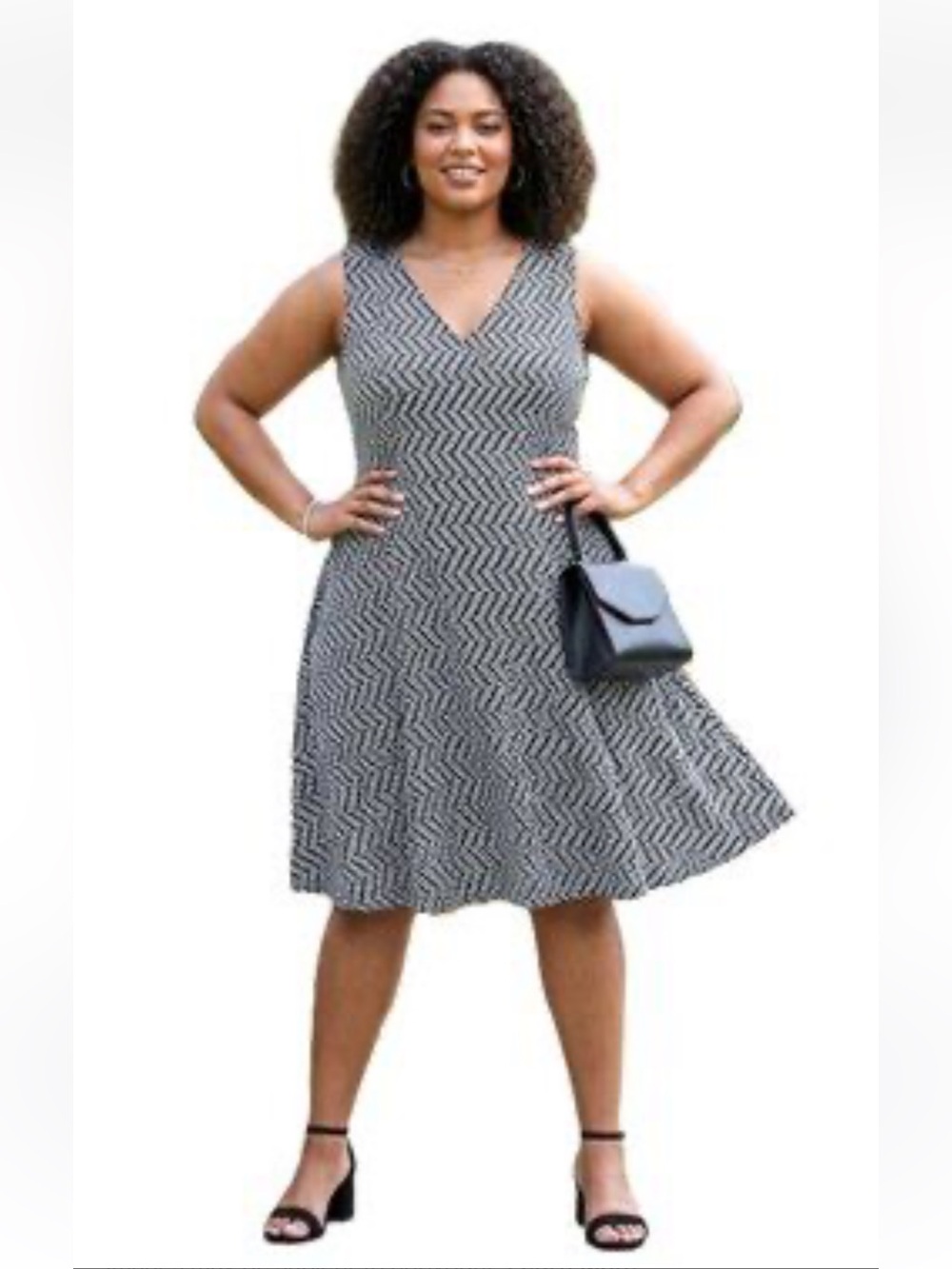 Lane Bryant Polka Dot Wrap Dress Size 22 Black White Fit Flare Stretch V Neck